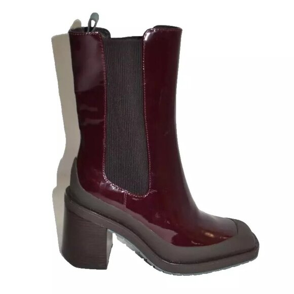 New! Tory Burch Expedition Patent Leather 6.5 M Chelsea Bordeaux Red Boost DD440 - Picture 1 of 6